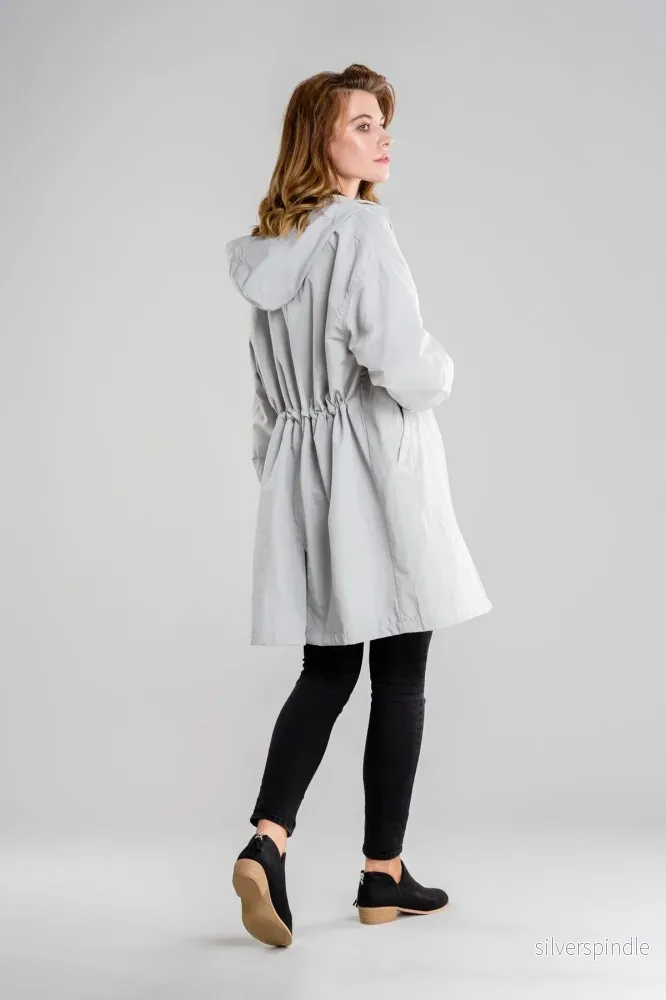 Lätt Longline Jacka Dam med Huva och Knappstängning | Avslappnad Design för Vardagsbruk - Bild 2