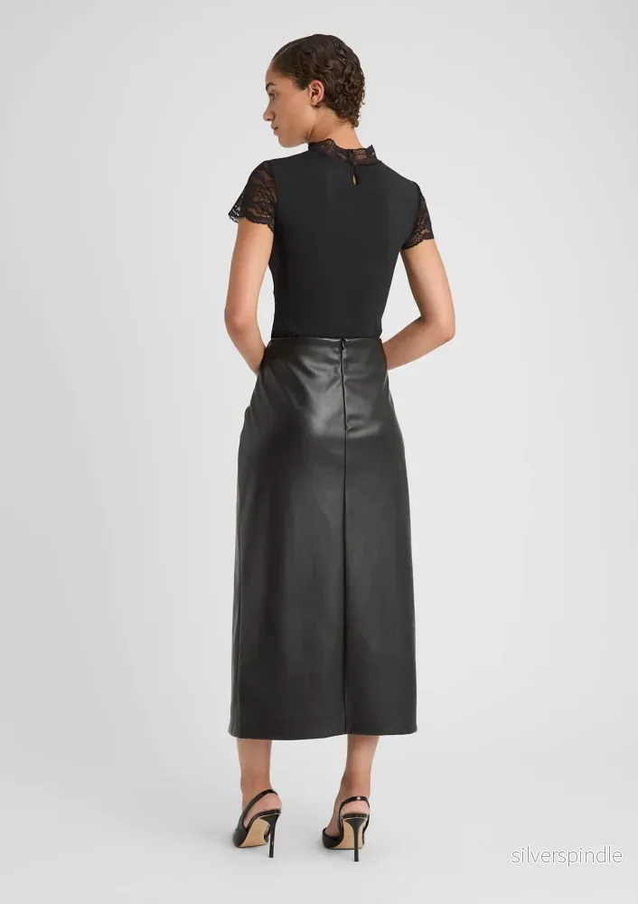 Emma | Elegant Slim Fit Höstkjol i Konstläder - Bild 2