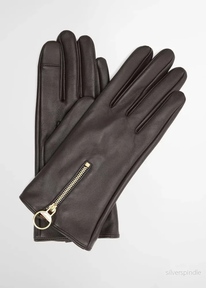 Barbour Arlene Leather Glove Brown UMuted Barbour Arlene Leather Glove Brown UMuted