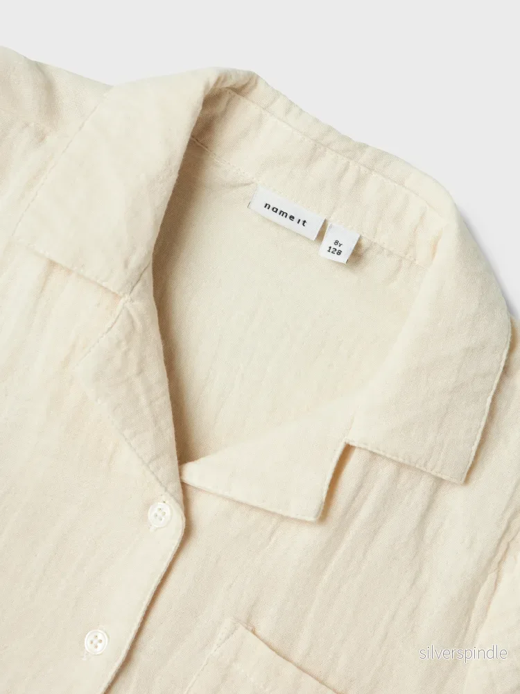 Kortärmad Muslin Blus - Bild 2