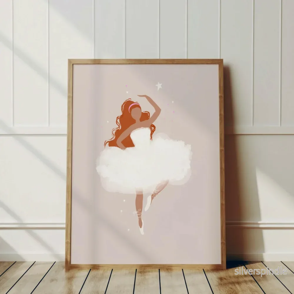 Ballerinaposter för Barnrum - Söt Silhuett
