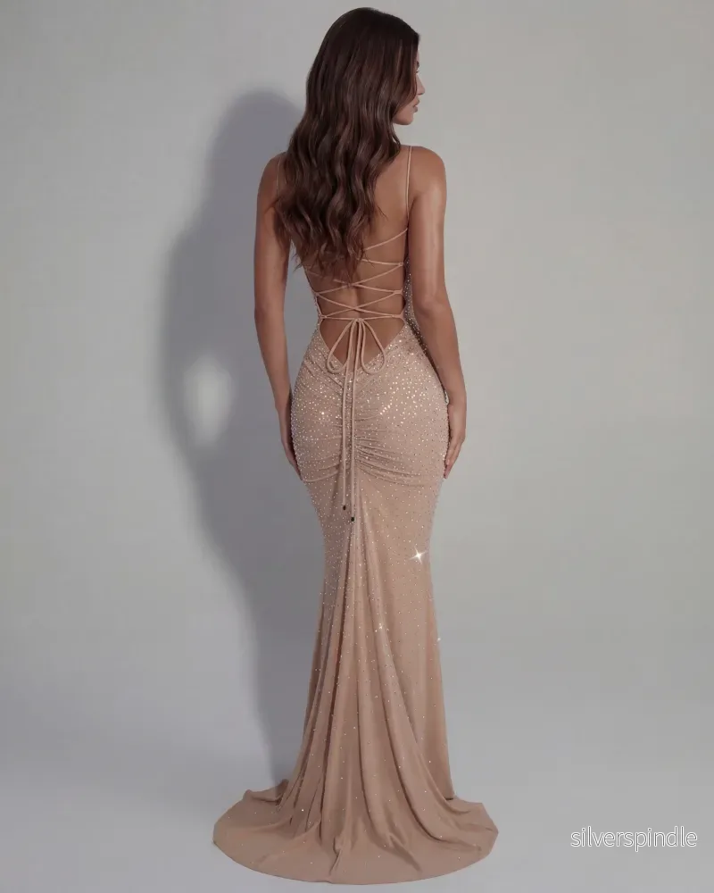 Emma | Elegant Maxiklänning med Strass och Öppen Snörning - Bild 2