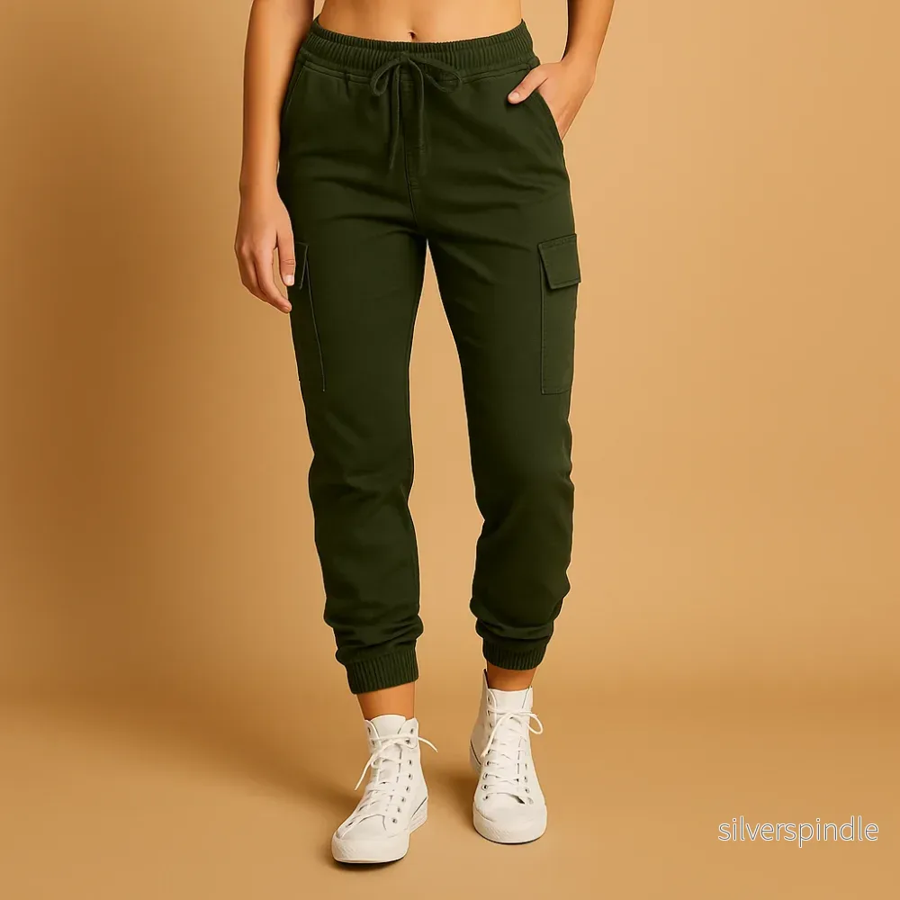 Cargobyxor Dam | Slim Hög Midja med Funktionella Fickor | Smickrande Design för Komfort och Stil - Bild 2