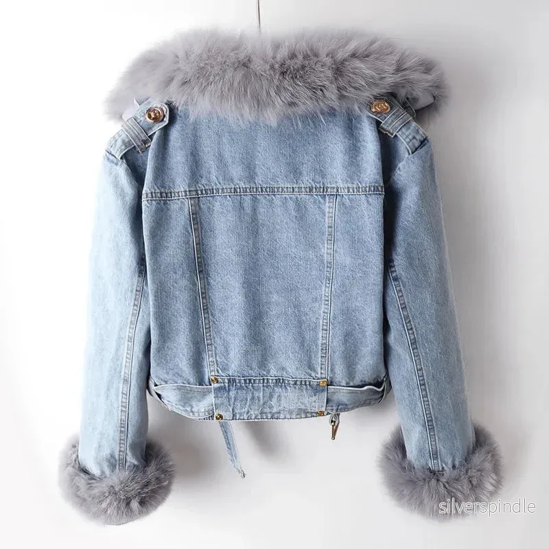 Jeansjacka Dam | Varm Denimjacka med Mjuk Krage | Modern Design för Stil och Komfort - Bild 2