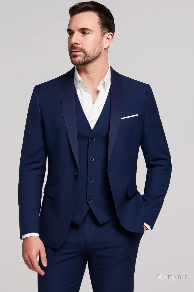 Elegant Tredelad Kostym Herr med Slim Fit och Sjalslag | Perfekt för Formella Evenemang - Bild 3