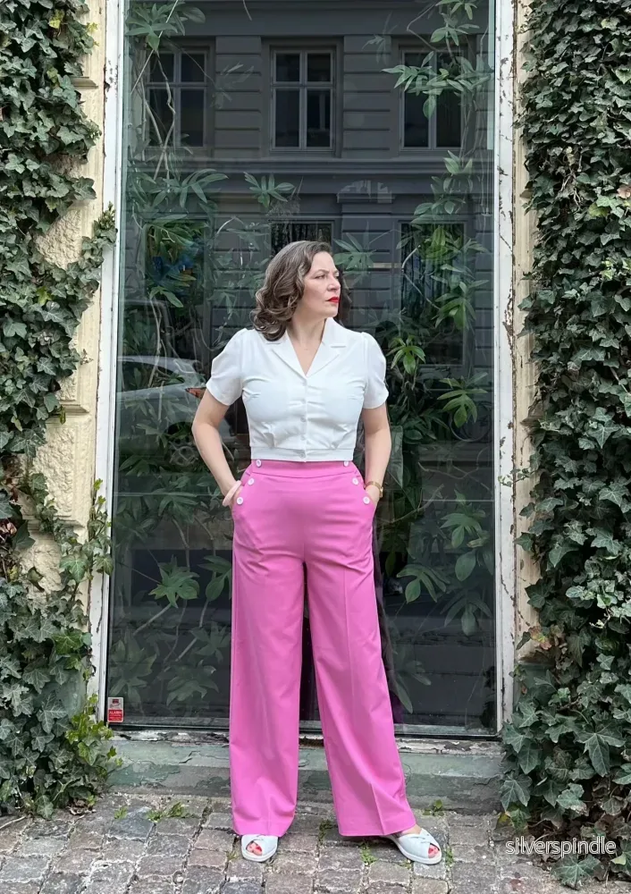 Sally seglarbyxor med hög midja - ceriserosa - Bild 2