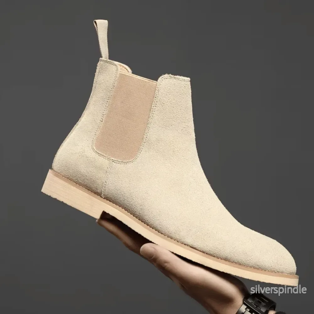 Eleganta Chelsea-stövlar | Olivfärgade Herrstövlar med Enkel Design | Mångsidiga för Vardagsbruk Eleganta Chelsea-stövlar | Olivfärgade Herrstövlar med Enkel Design | Mångsidiga för Vardagsbruk