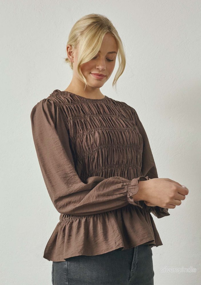 Noel Smock Blouse – Dark brown
