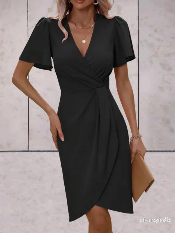 Olivia | Elegant Slim Fit Vårklänning Med Böljande Ärmar Olivia | Elegant Slim Fit Vårklänning Med Böljande Ärmar