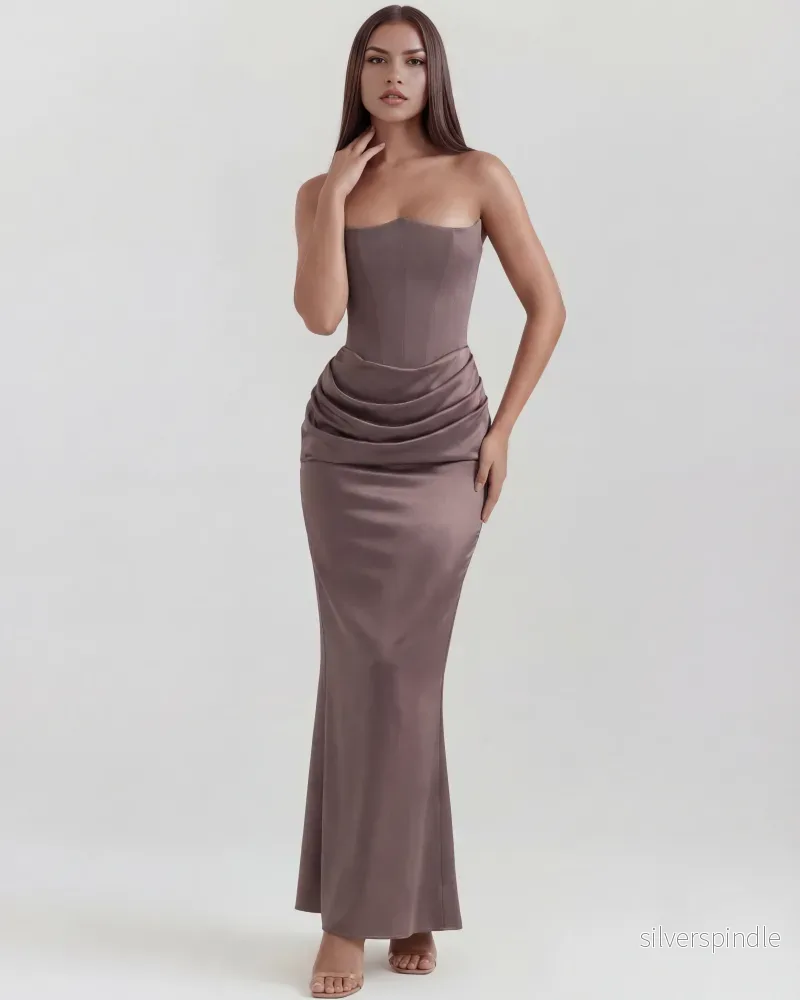 Mia | Elegant Almond Muse Klänning Dam i Rök Mia | Elegant Almond Muse Klänning Dam i Rök