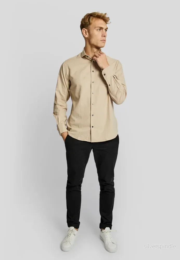 BS Halden casual slim fit Skjorta - Sand - Bild 3
