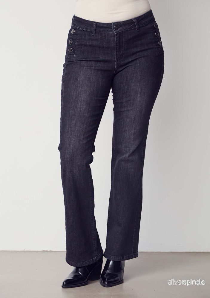 Como Flare Button Jeans – Washed Black