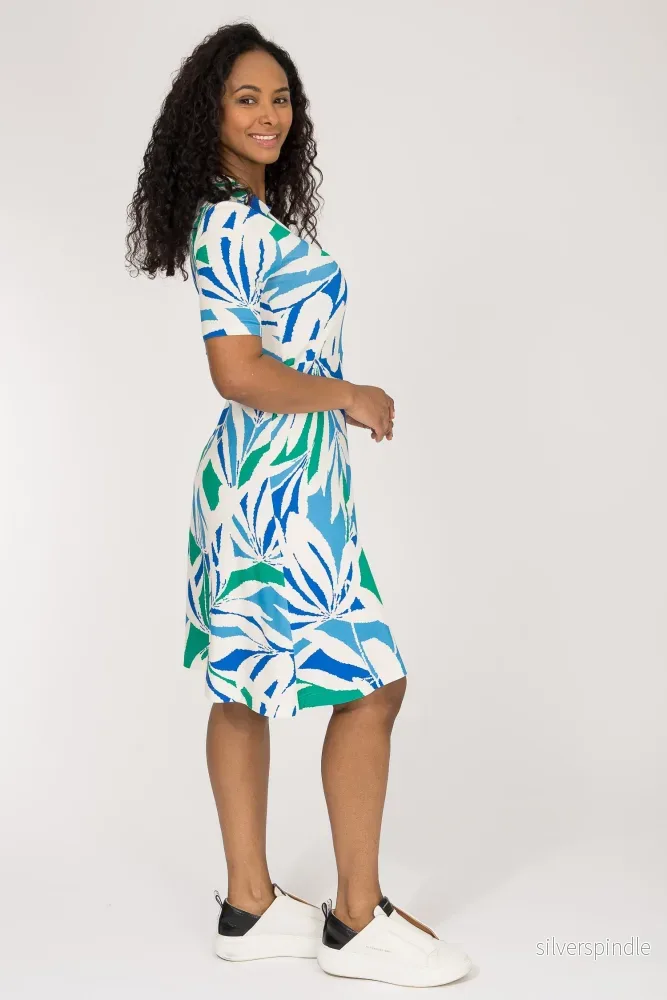 Collar wrap short jersey dress - Blue-Green - Bild 2