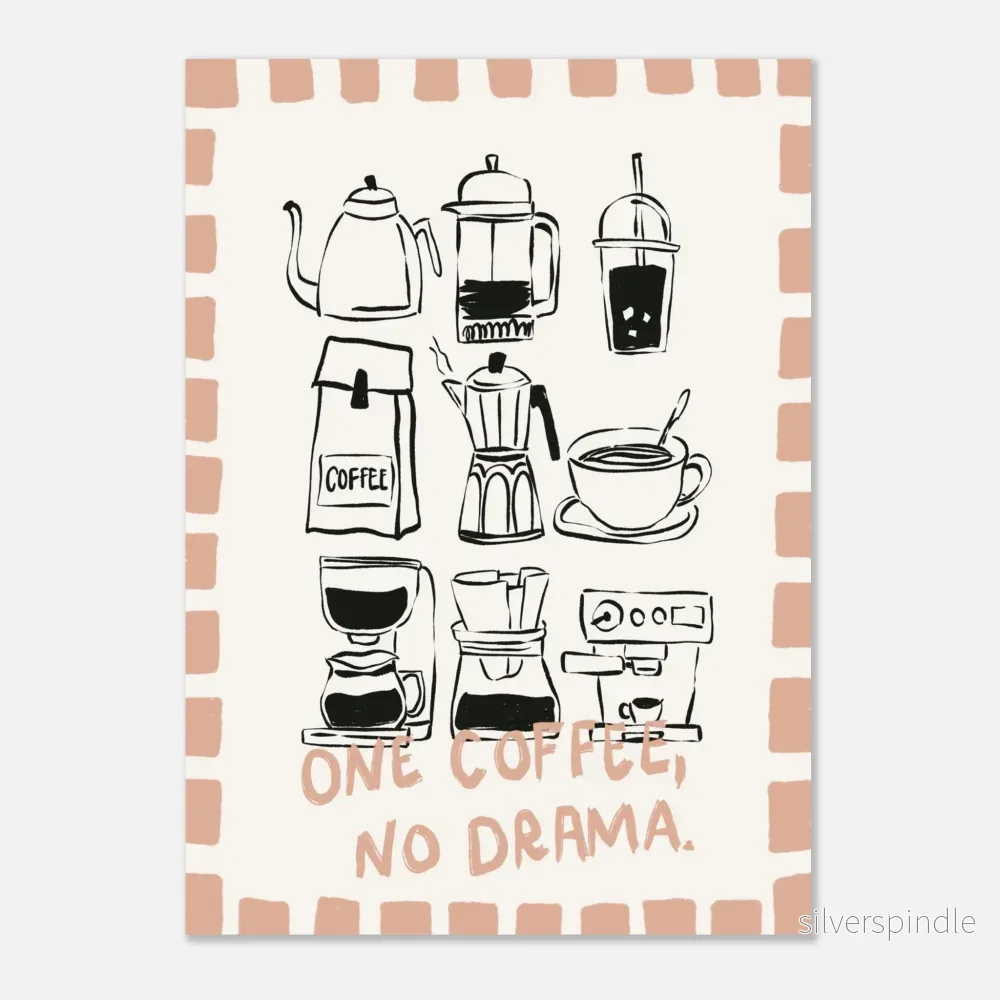 Kaffeposter One Coffee No Drama i Rosa - Bild 2