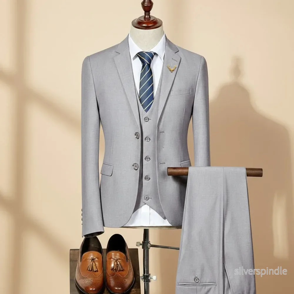 Elegant Kostymset | Slim Fit 3-delad Kostym med Väst | Perfekt för Bröllop och Formella Evenemang - Bild 2