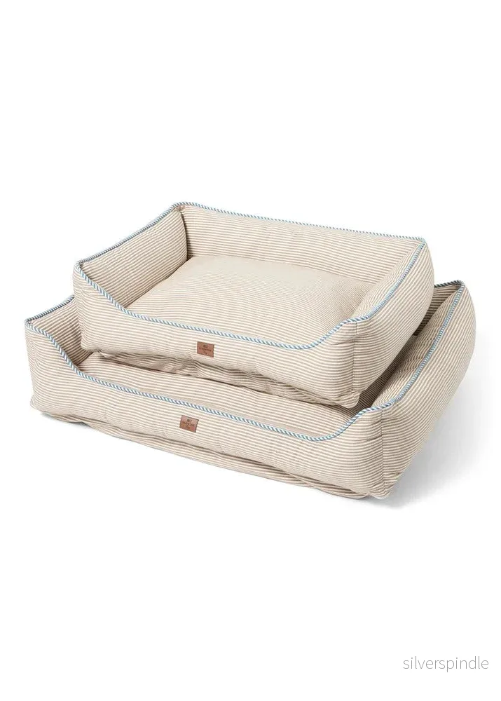 Lexington Strip Org Cotton Dog Bed BE/Wh/BL 60*45