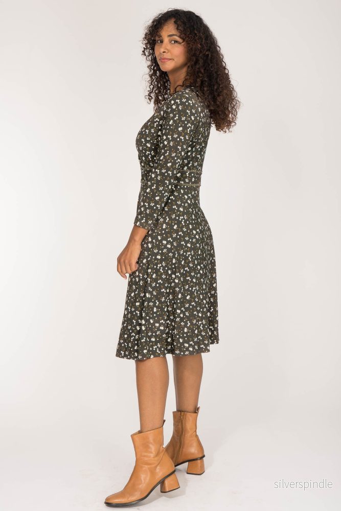 Picot pocket short jersey dress - Brown - Bild 2