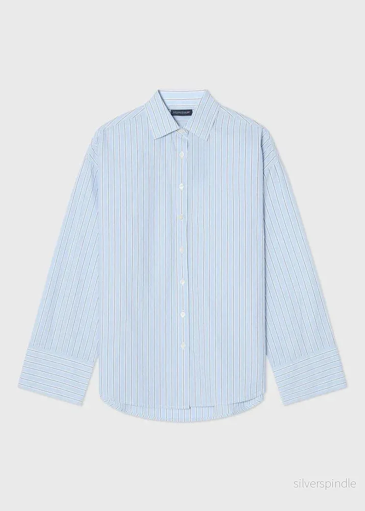 Lexington Casual Org Cotton Poplin Blue Multi Stri - Bild 2