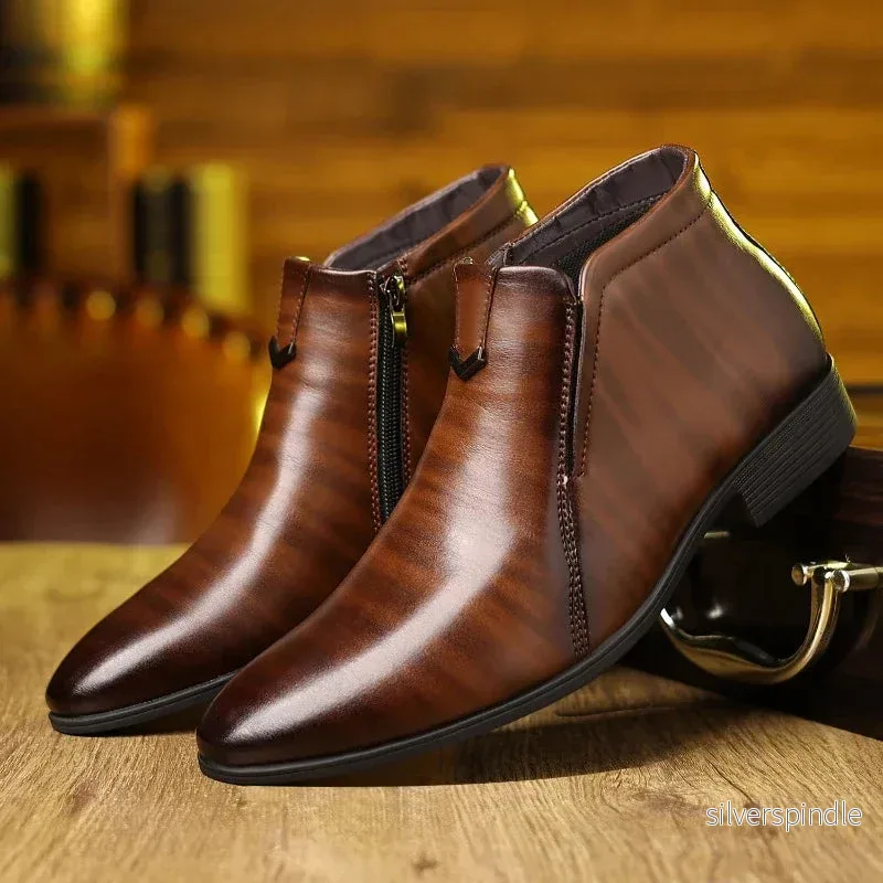 Retro | Ankelboots med Sidodragkedja & Polerad Yta | Elegant Design för Tidlös Stil Retro | Ankelboots med Sidodragkedja & Polerad Yta | Elegant Design för Tidlös Stil