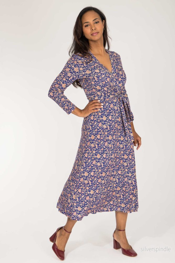 Bestie midi wrap jersey dress - Blue - Bild 2
