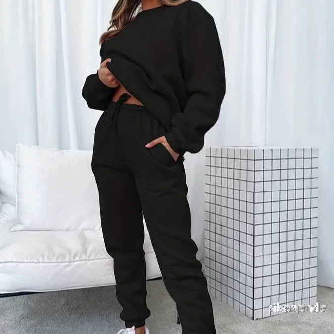 Loungewear Set för Damer | Mjuk Tröja och Joggingsbyxor med Flexibel Passform | Perfekt för Avkoppling och Utflykter - Bild 3