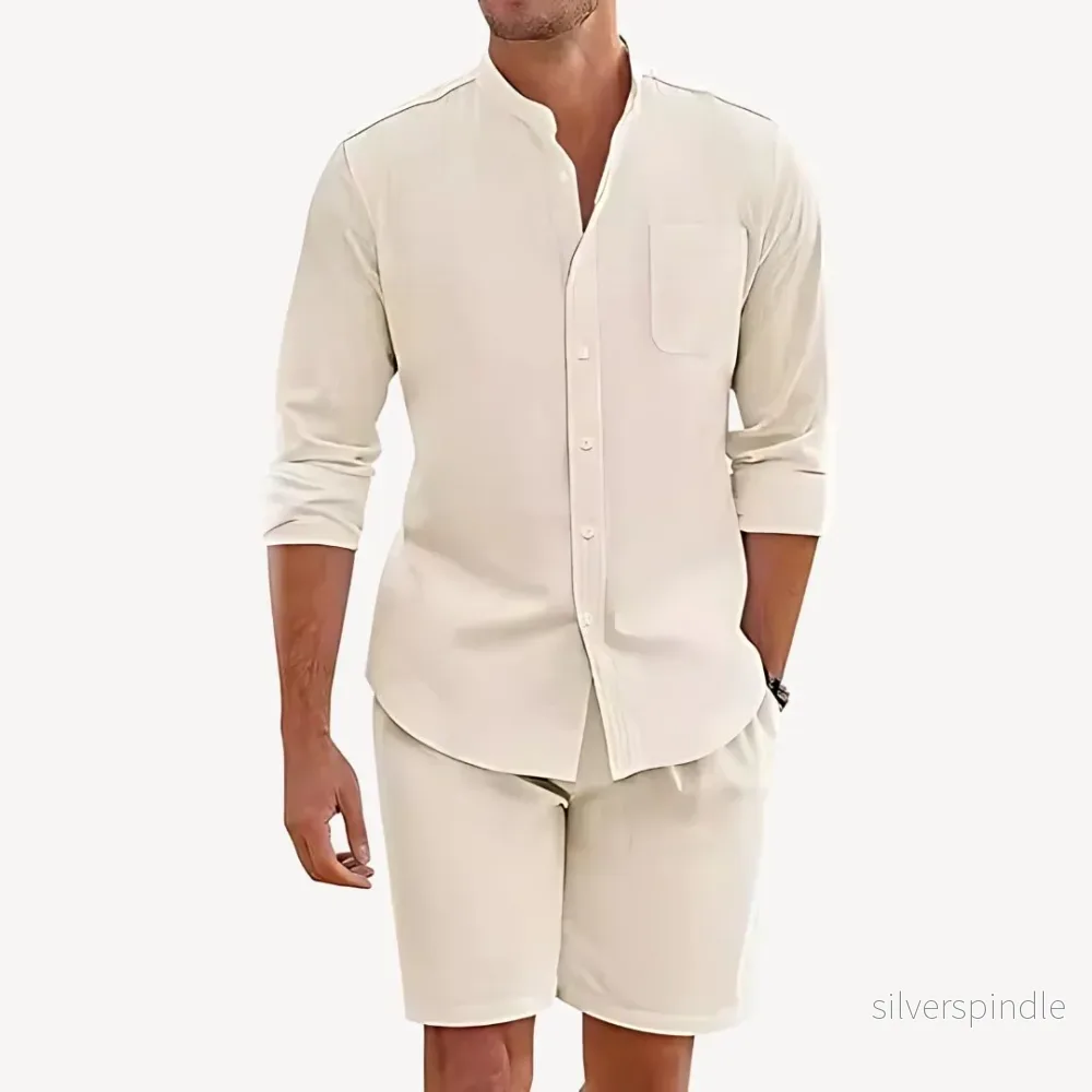 Sommarset för Män | Tvådelat Set med Skjorta och Shorts | Lättviktig Design för Avslappnad Komfort Sommarset för Män | Tvådelat Set med Skjorta och Shorts | Lättviktig Design för Avslappnad Komfort