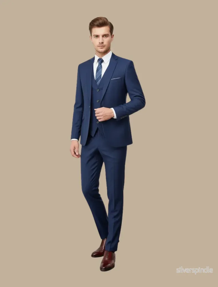 Elegant Kostym Herr | Tredelad Slim Fit Kostym med Skräddarsydd Design | Perfekt för Bröllop och Formella Tillfällen - Bild 2