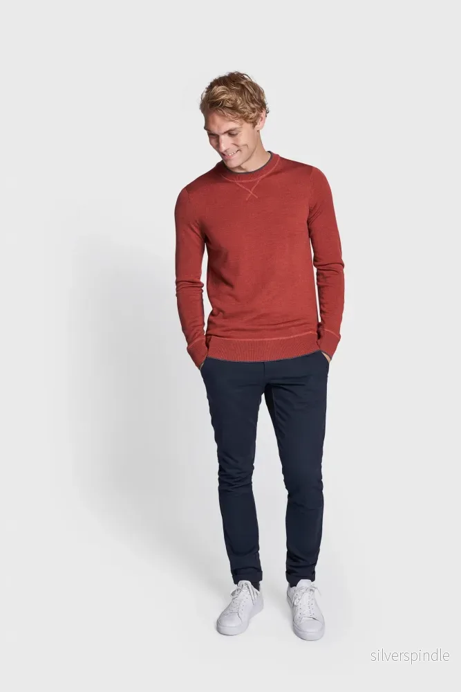 BS Federer Regular Fit Stickad Tröja - Dark Orange - Bild 3