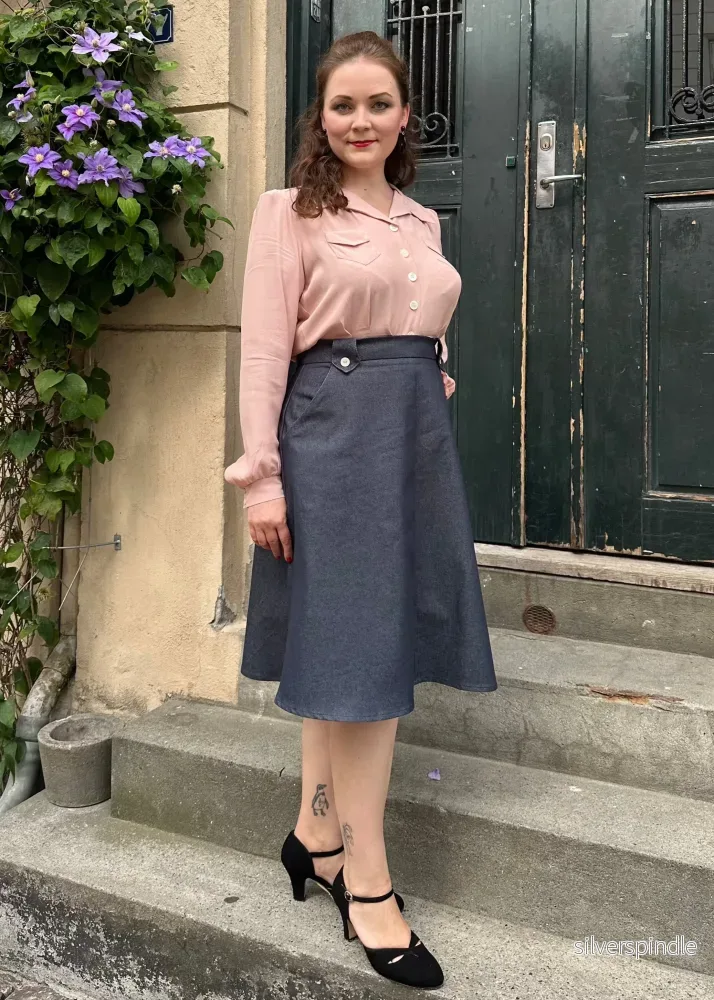 Monroe A-linjig kjol - indigoblå denim - Bild 2