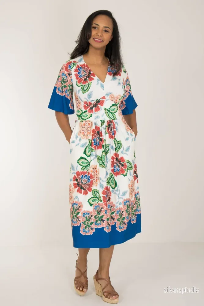 Nina bell sleeve short jersey dress - Blue - Bild 2