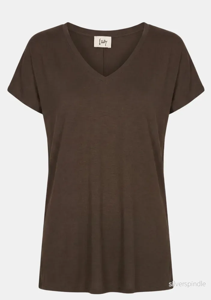 Nugga V-Neck T-Shirt - Dark brown