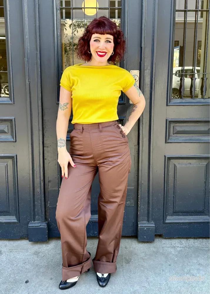 Button Pants byxor i brunt - Bild 2