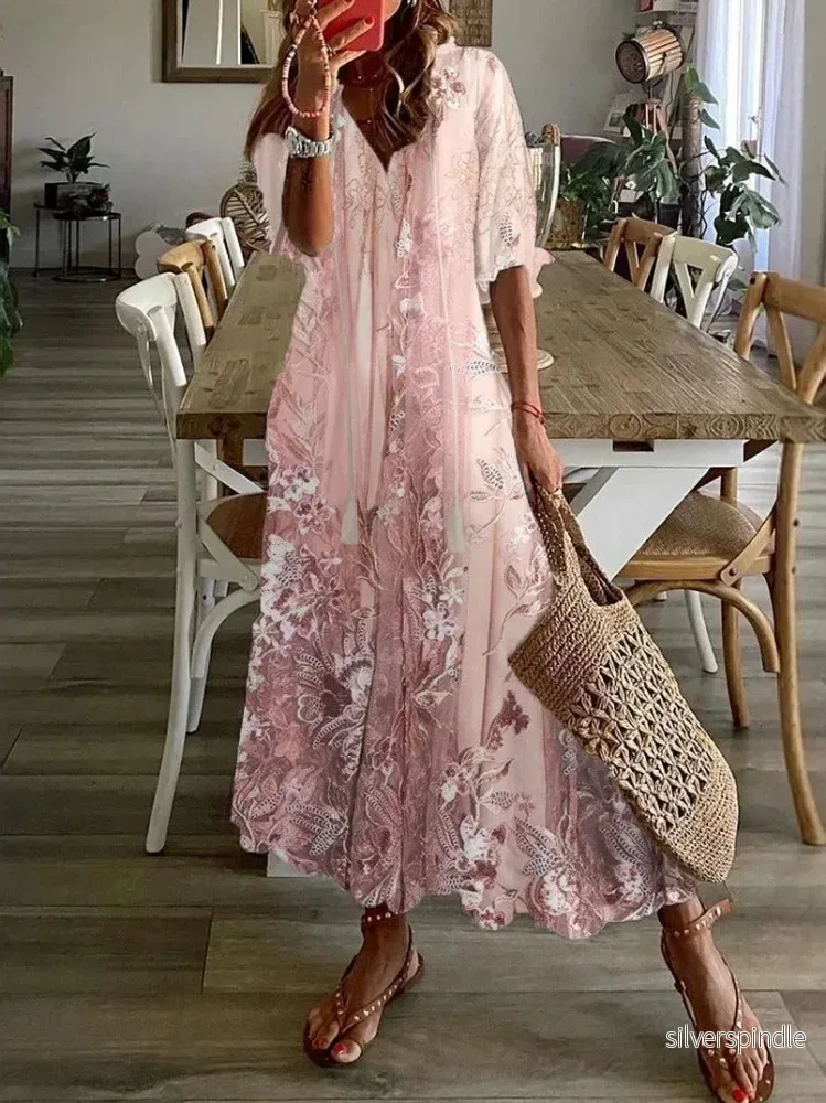 Sophie | Elegant Blommig Maxiklänning Dam med Spets - Bild 3