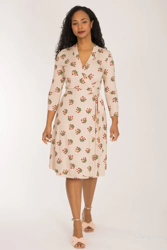 Bestie wrap short jersey dress - Beige - Bild 3