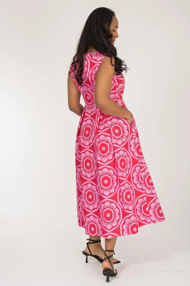 Charm stretch midi woven dress - Red-Pink - Bild 3