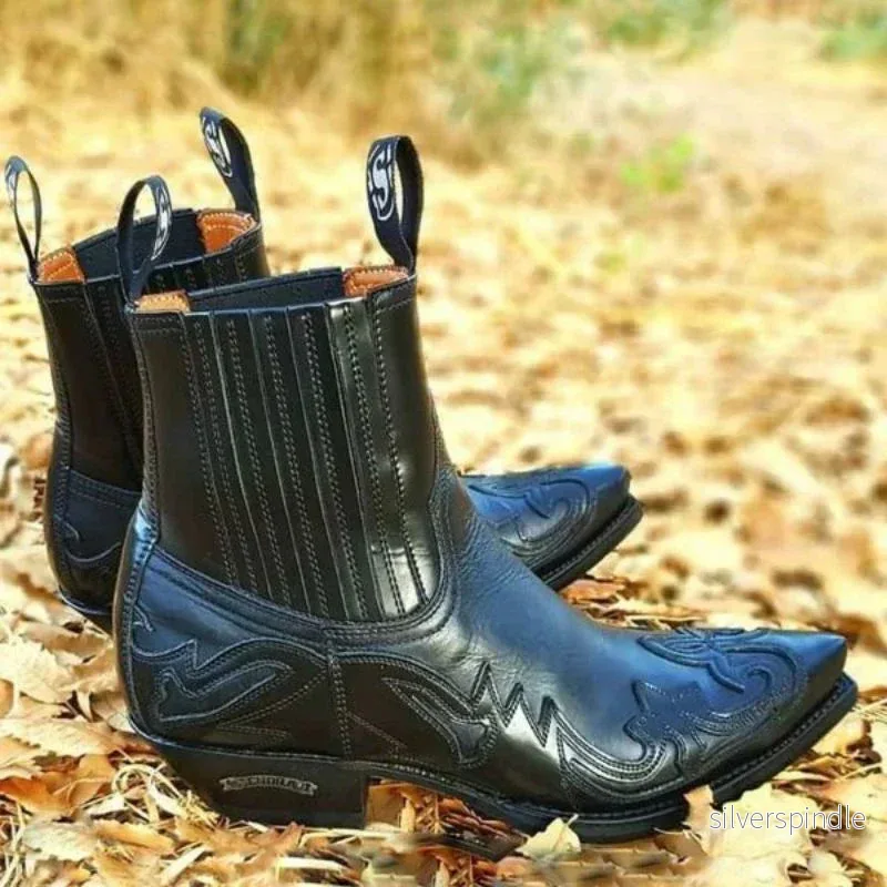 Klassiska Cowboystövlar för Män | Bekväm Slip-On Design för Stil och Mångsidighet - Bild 3