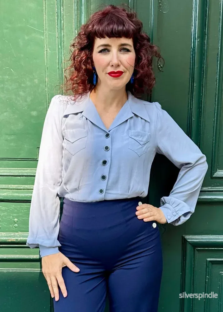 Sweetheart skjorta i vintage stil - lila - Bild 2