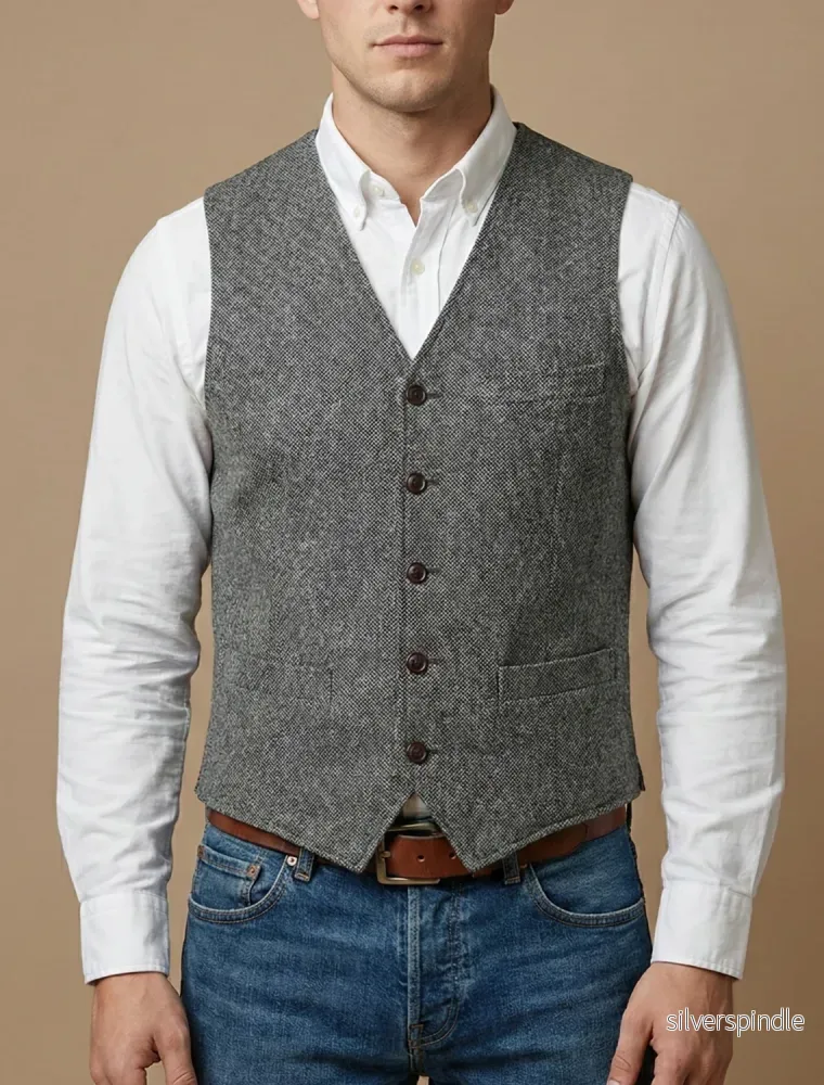 Elegant Väst Herr | Skräddarsydd Väst med Klassisk Knäppning | Perfekt för Formell och Smart Casual Stil - Bild 3