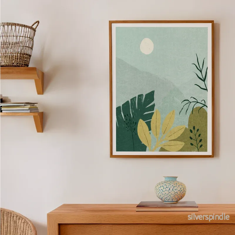 Botanisk Poster – Tropiska Blad & Berg