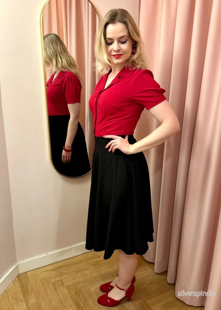 1950-tals swingkjol - rostfärgad linen - Bild 2