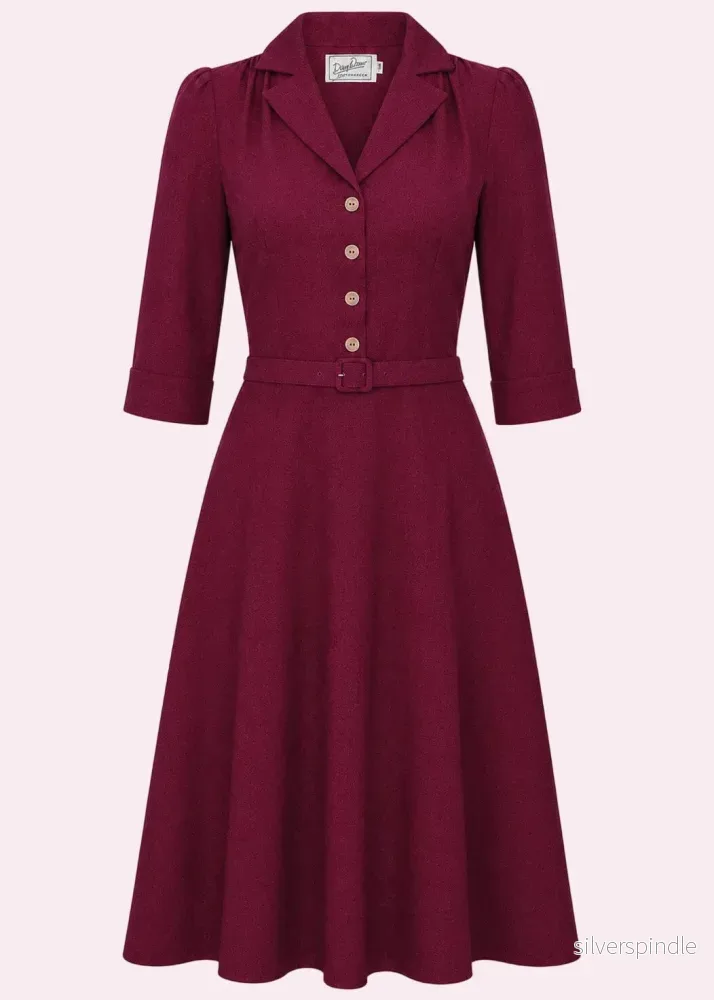 Betty kortärmad skjortklänning – berry Betty kortärmad skjortklänning – berry
