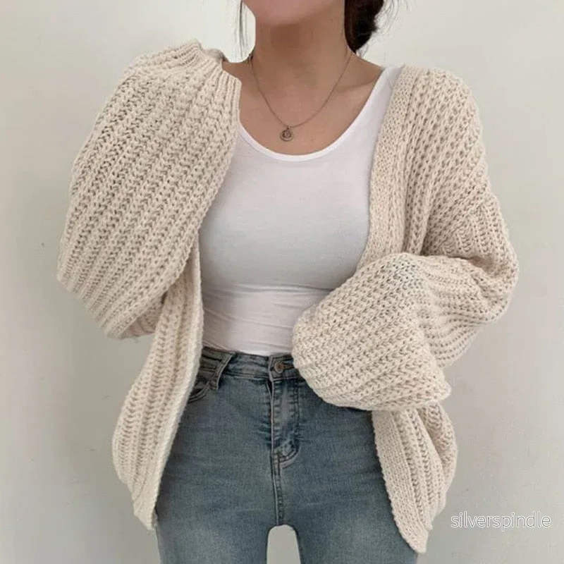 Chunky Knit Cardigan | Oversize Sweater with Balloon Sleeves | Stylish and Comfortable for Autumn and Winter - Bild 3