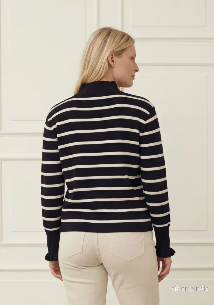 Frigga Stripe Pullover - Black w/Cream - Bild 2