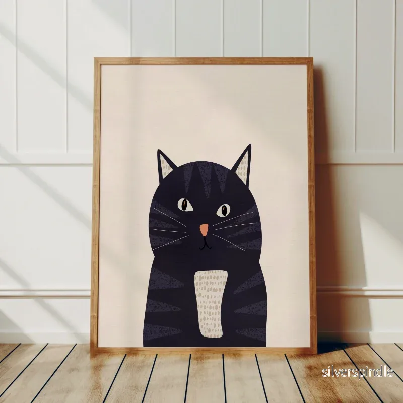 Kattposter barnrum – gullig svart katt - Bild 3