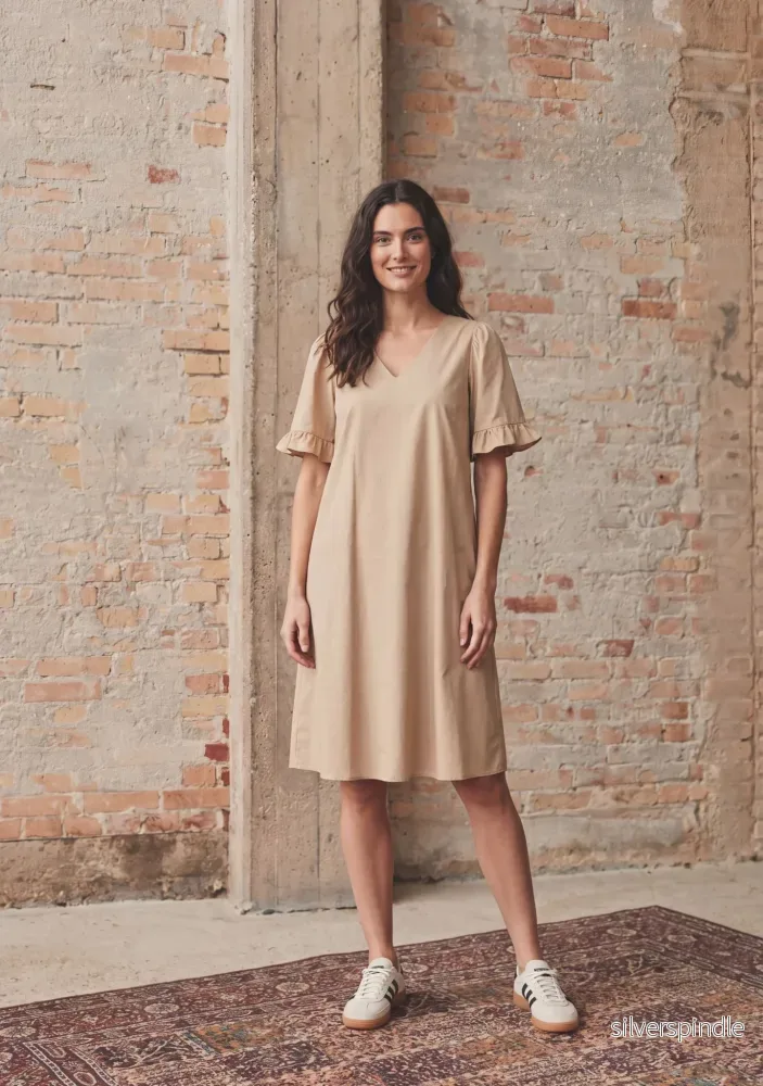Sigga Flounce Dress - Camel