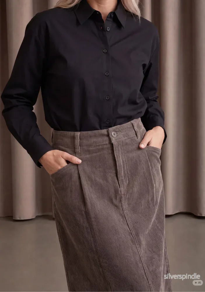 Barbel Corduroy Skirt - Washed Taupe - Bild 3