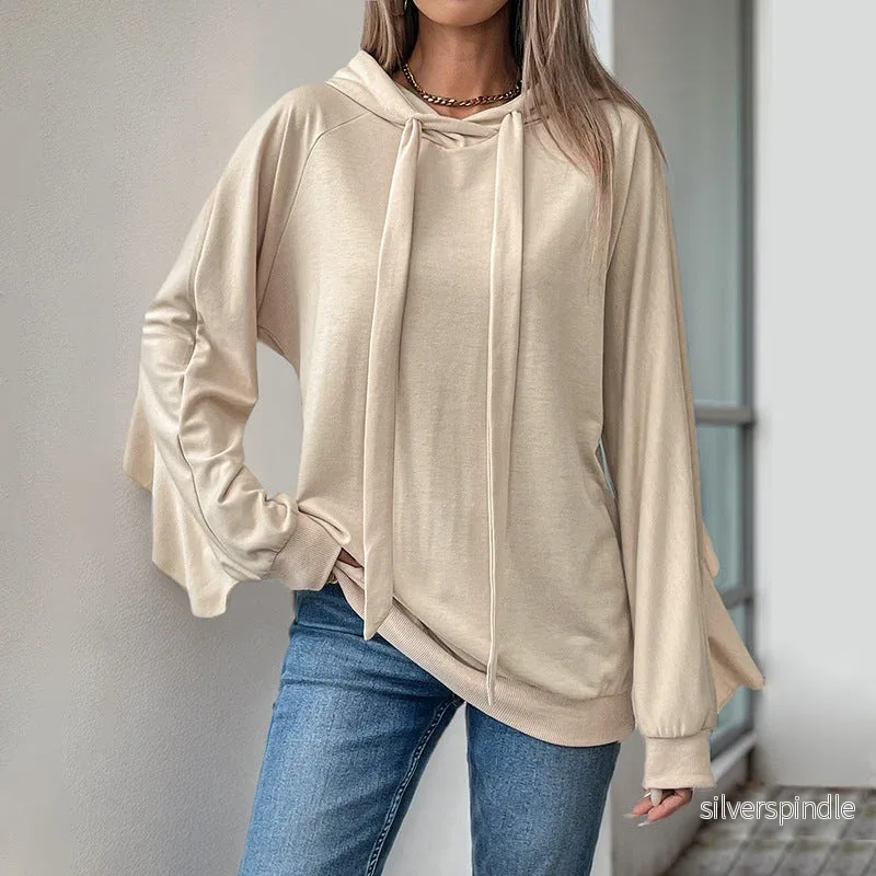 Olivia | Lätt Vårtröja med Volangkant och Dragskohuva - Bild 3