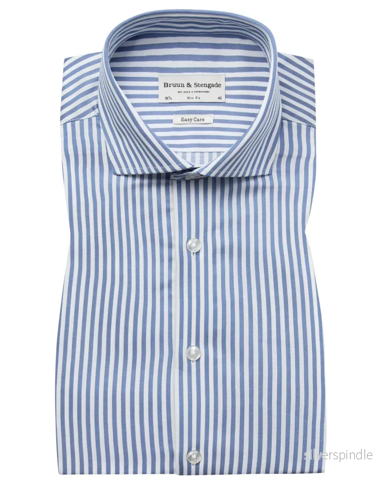 BS Hald Slim Fit Skjorta - Blue/White
