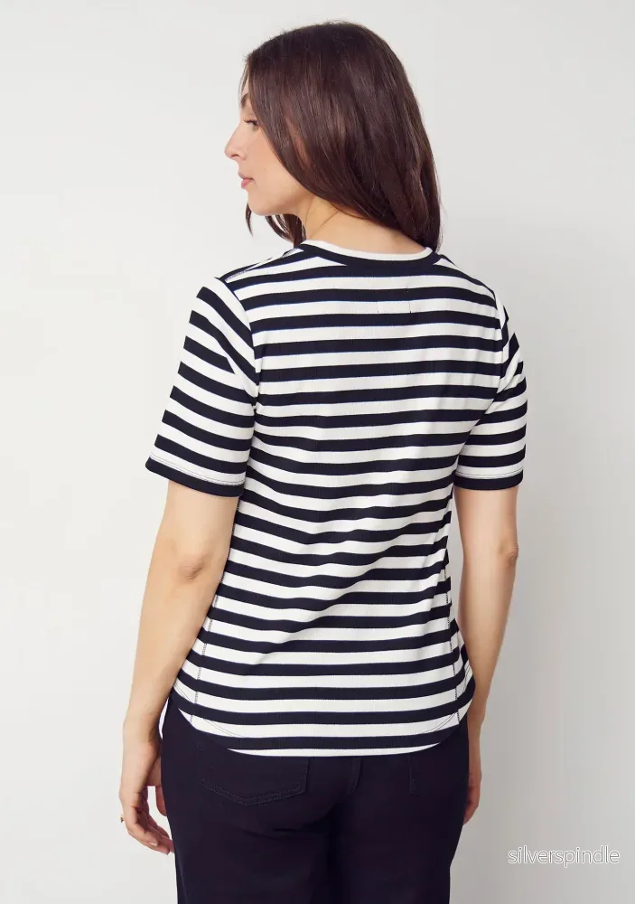 Jeila T-Shirt - Black/Broken White stripe - Bild 3