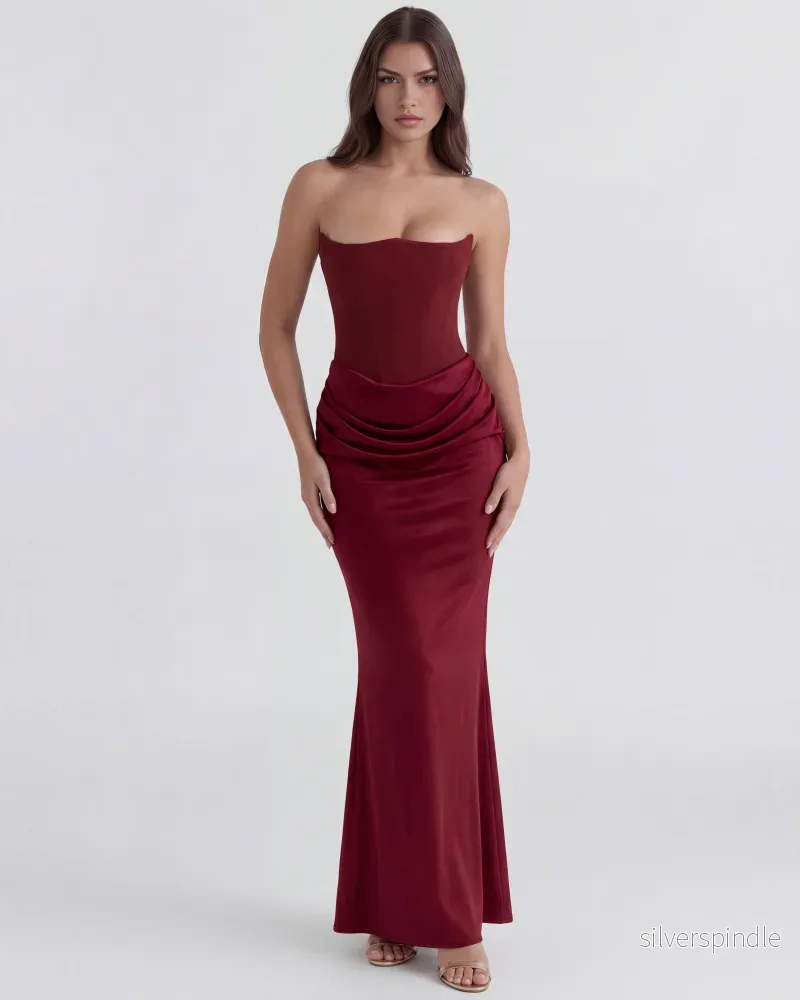 Mia | Elegant Almond Muse Klänning Dam i Burgundy Mia | Elegant Almond Muse Klänning Dam i Burgundy